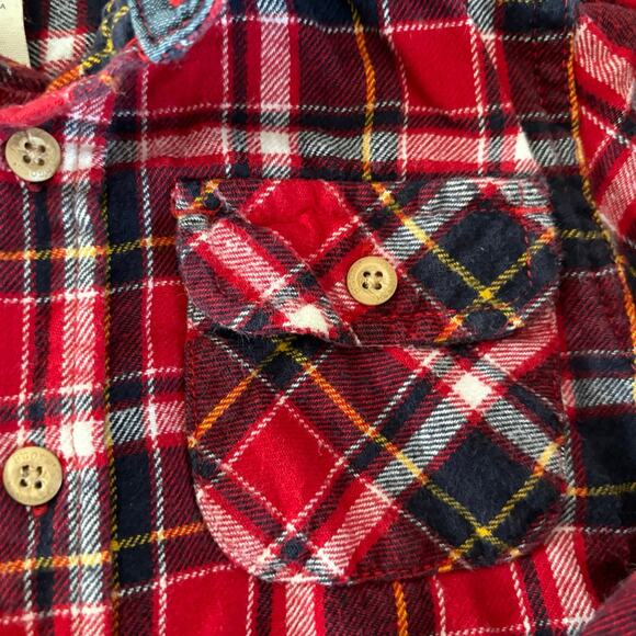 Oshkosh boys 4t Red Flannel Button Down Collared Shirt - Picture 5 of 6